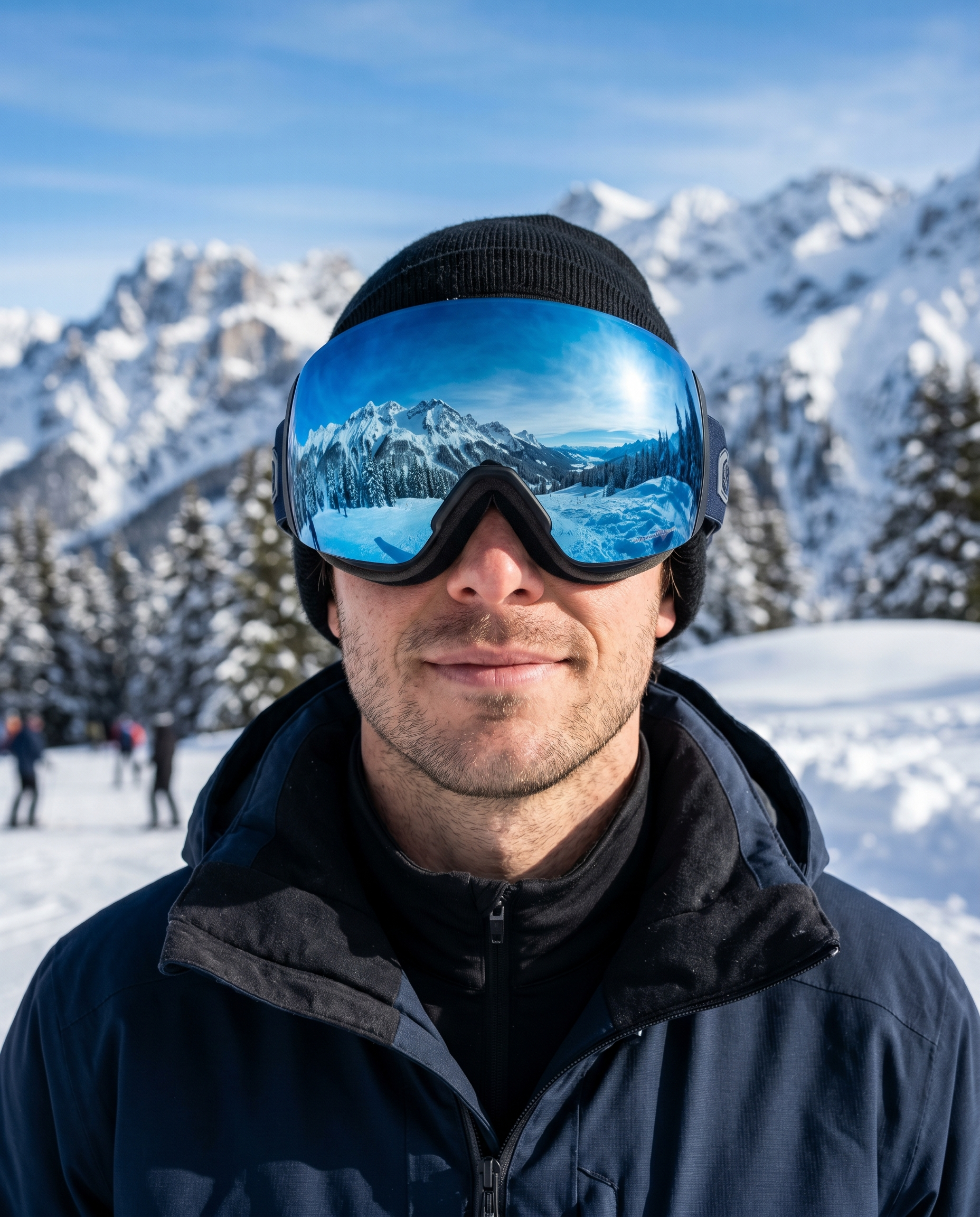 Frameless Mirrored Ski Goggles With Adjustable Strap