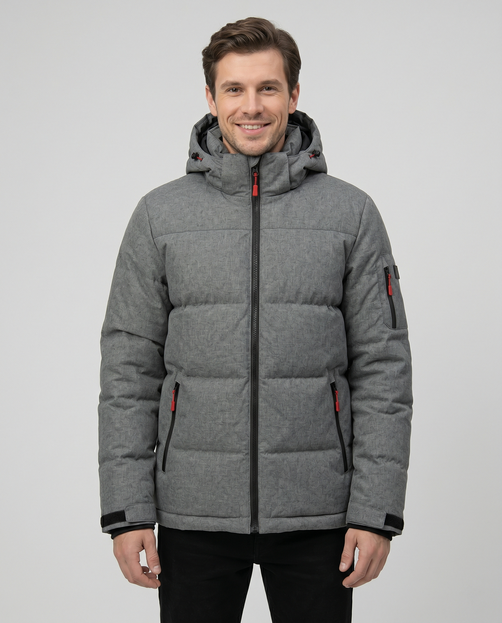 Men’s Gray Insulated Hooded Winter Jacket